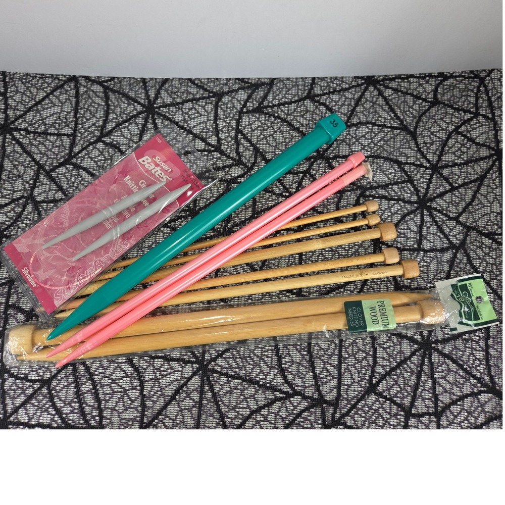 Knitting Needle Lot Clover Takumi Susan Bates Bamboo Wood Plastic Various Sizes